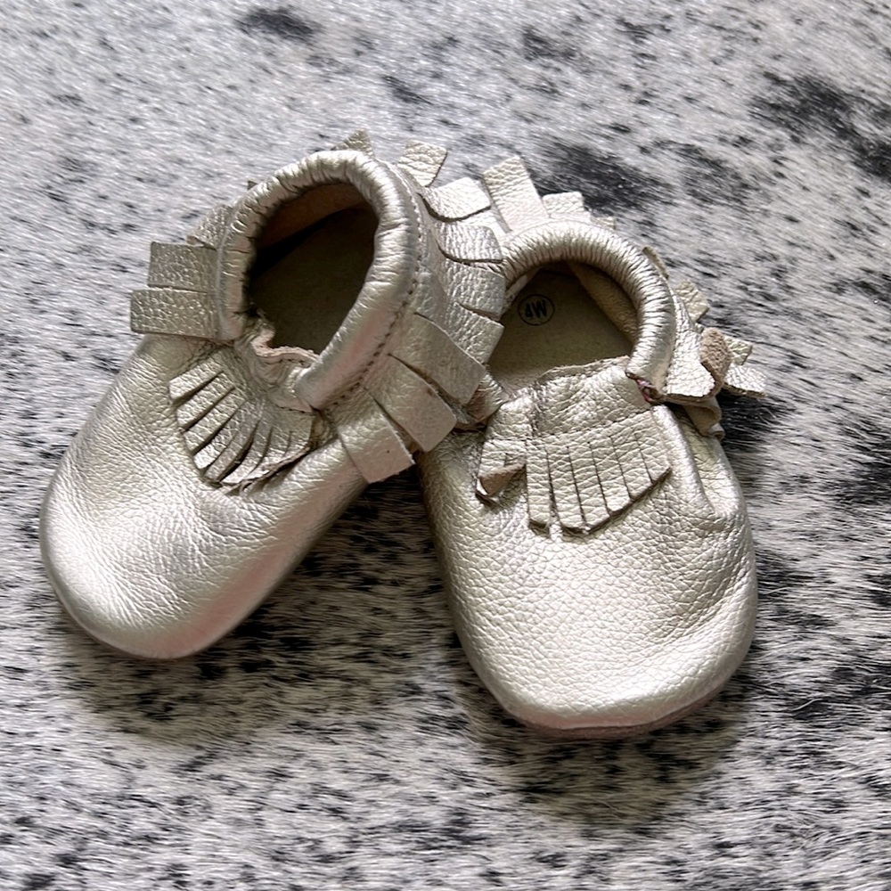 Metallic Gold Baby Moccasins